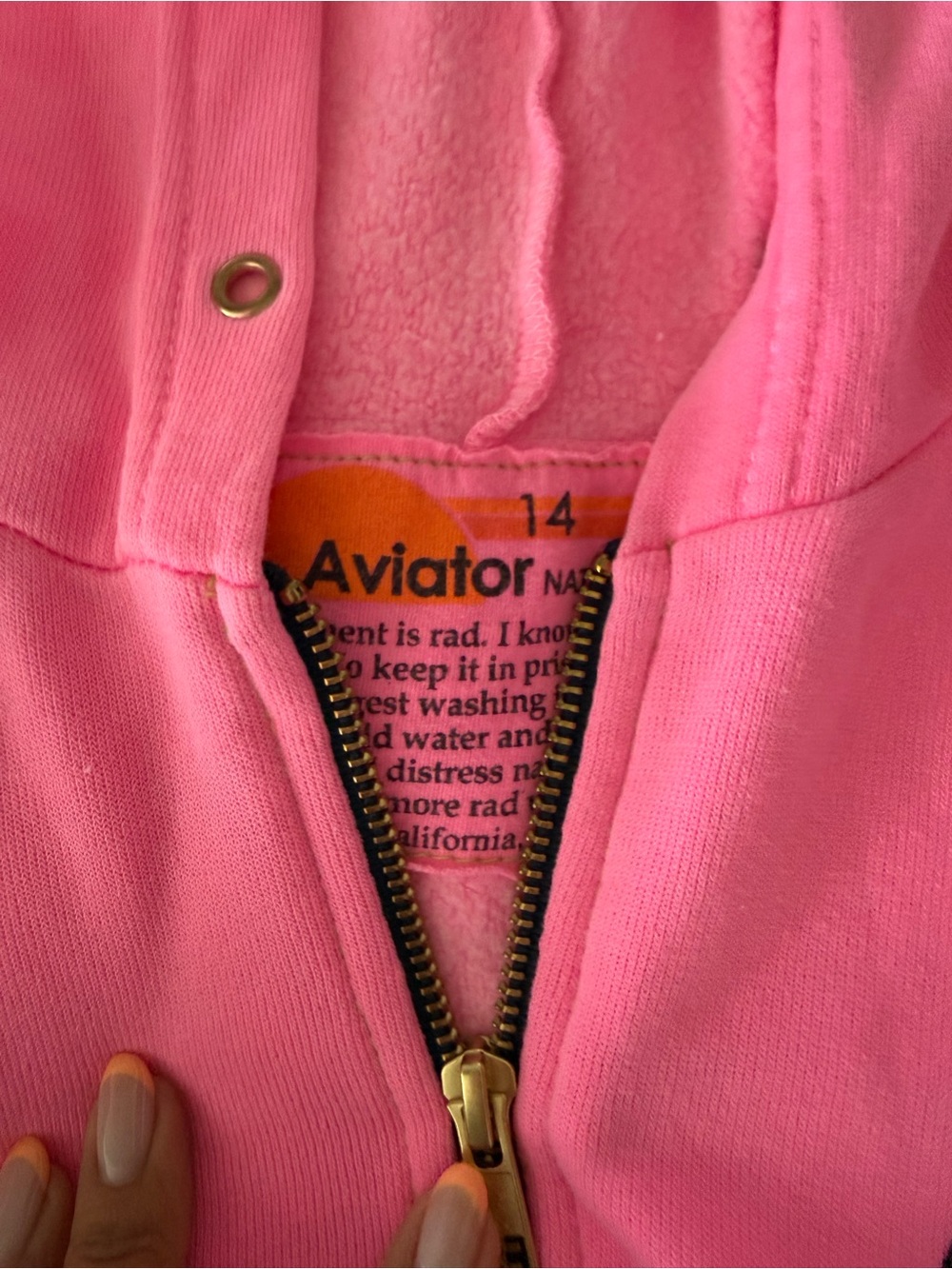 Tween Aviator Nation Hot Pink Full-Zip Hoodie w Lightning Bolt- worn once - Picture 2 of 3
